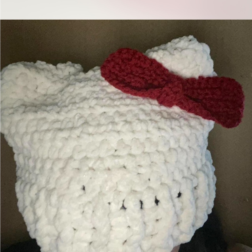 Handmade Crochet Hello Kitty Beanie